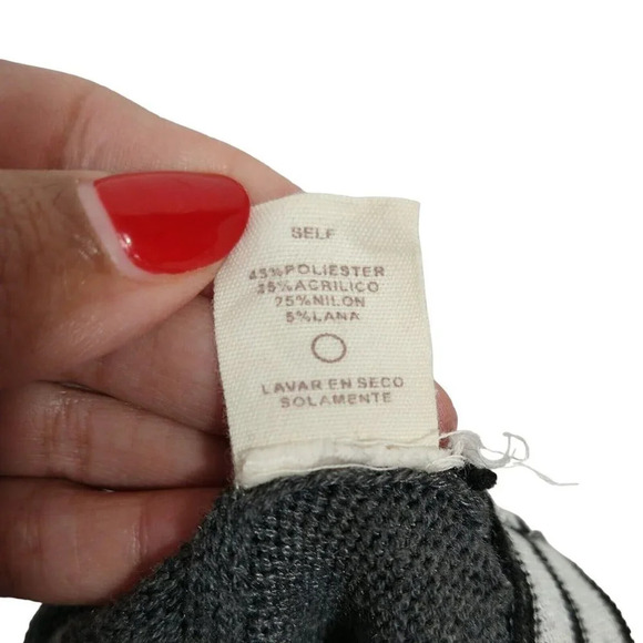 Hem and Thread Sweater Women Size M Grey Long Sleeve Stripe Contract - Picture 7 of 7